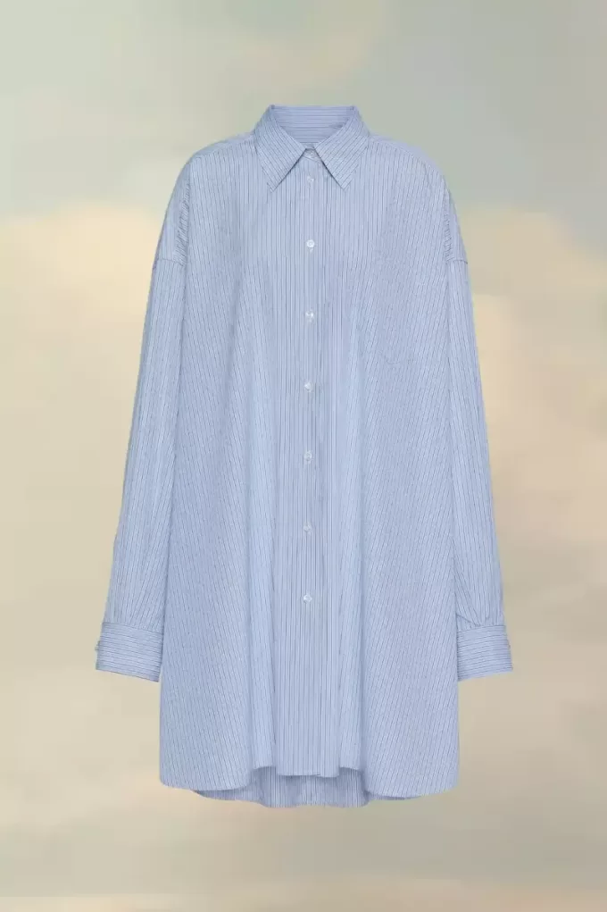 Camicia gessata in popeline di cotone Camicia gessata in popeline di cotone