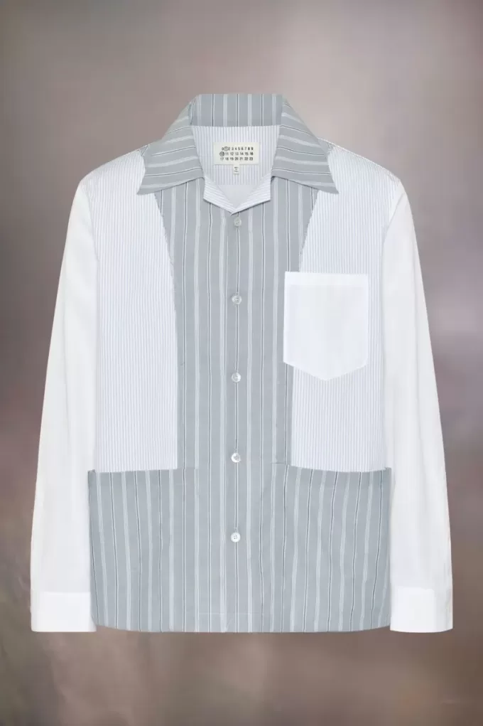 Camicia gessata patchwork