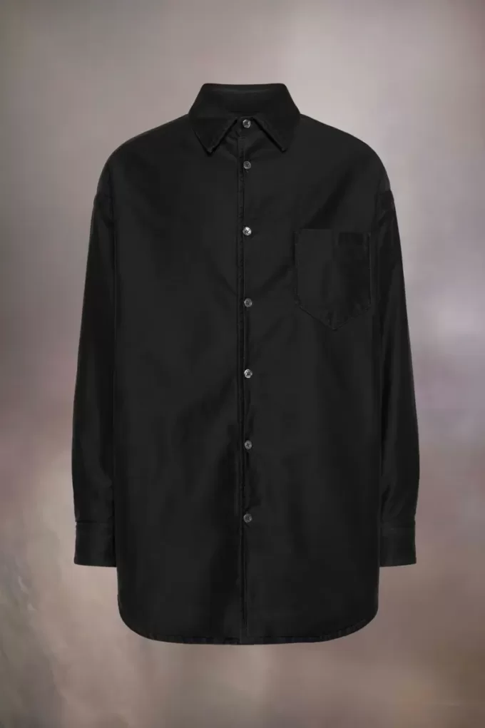 Camicia in cotone satinato imbottito