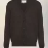 Cardigan in lana con toppe sui gomiti Cardigan in lana con toppe sui gomiti