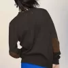 Cardigan in lana con toppe sui gomiti Cardigan in lana con toppe sui gomiti