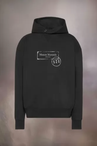 Felpa con cappuccio con stampa francobollo 520