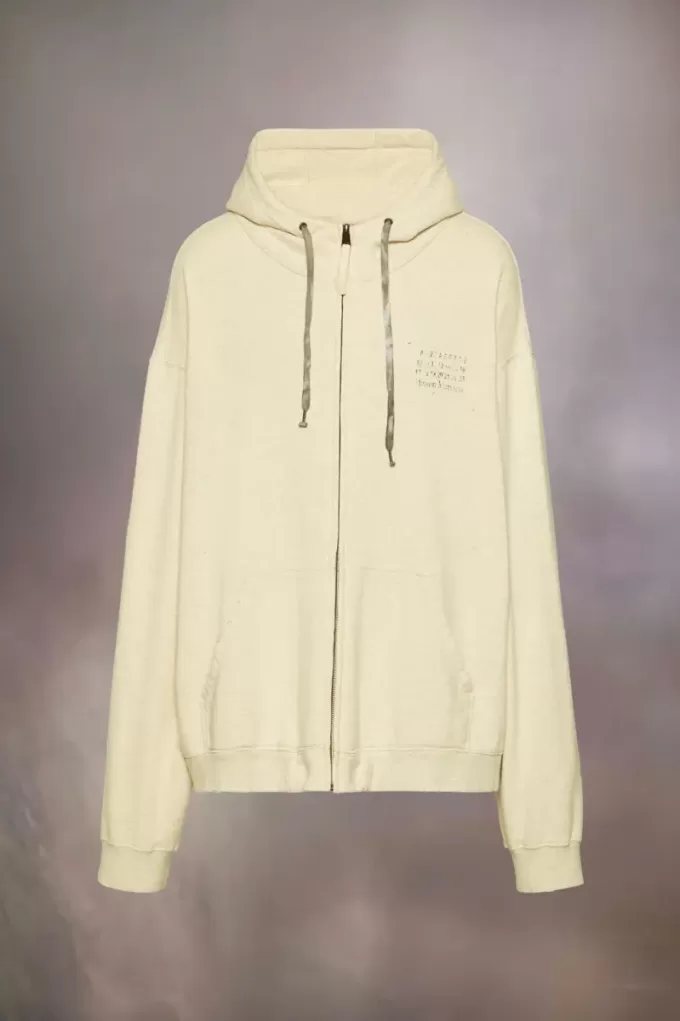 Felpa con cappuccio e zip con logo timbro Felpa con cappuccio e zip con logo timbro