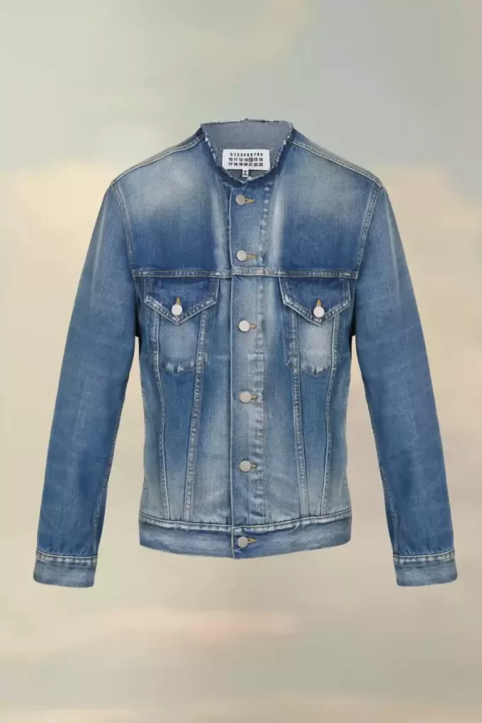 Giacca di jeans senza colletto Giacca di jeans senza colletto