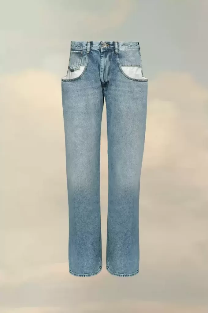 Jeans dritti con tasche a contrasto Jeans dritti con tasche a contrasto