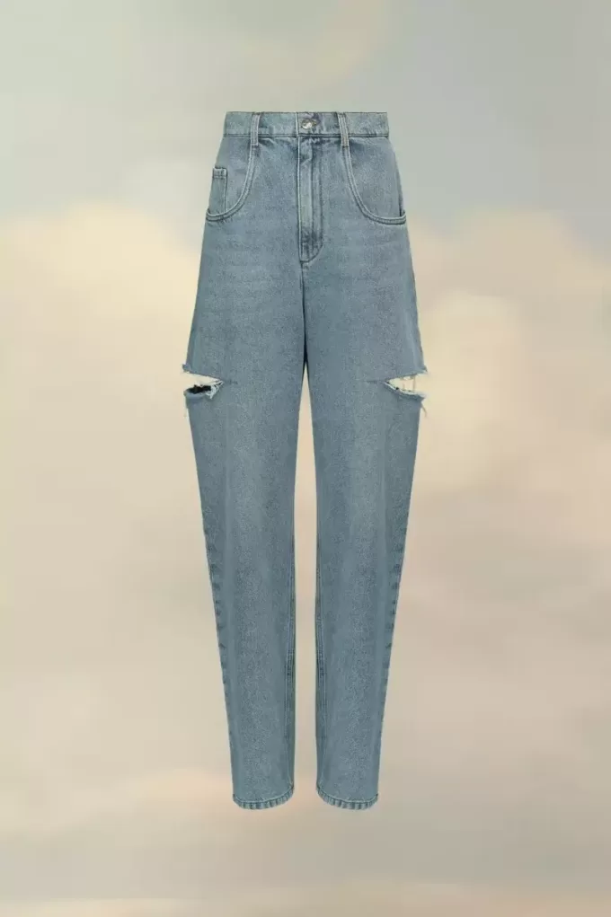 Jeans in denim con dettagli tagliati Jeans in denim con dettagli tagliati