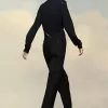 Pantaloni a pieghe in lana a spina di pesce Pantaloni a pieghe in lana a spina di pesce