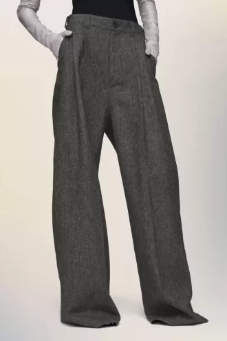 Pantaloni di lana a gamba larga