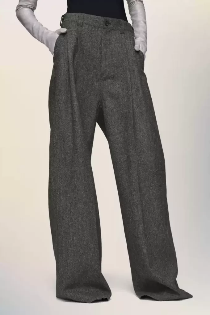 Pantaloni di lana a gamba larga Pantaloni di lana a gamba larga
