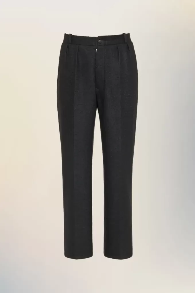 Pantaloni dritti in lana infeltrita Pantaloni dritti in lana infeltrita